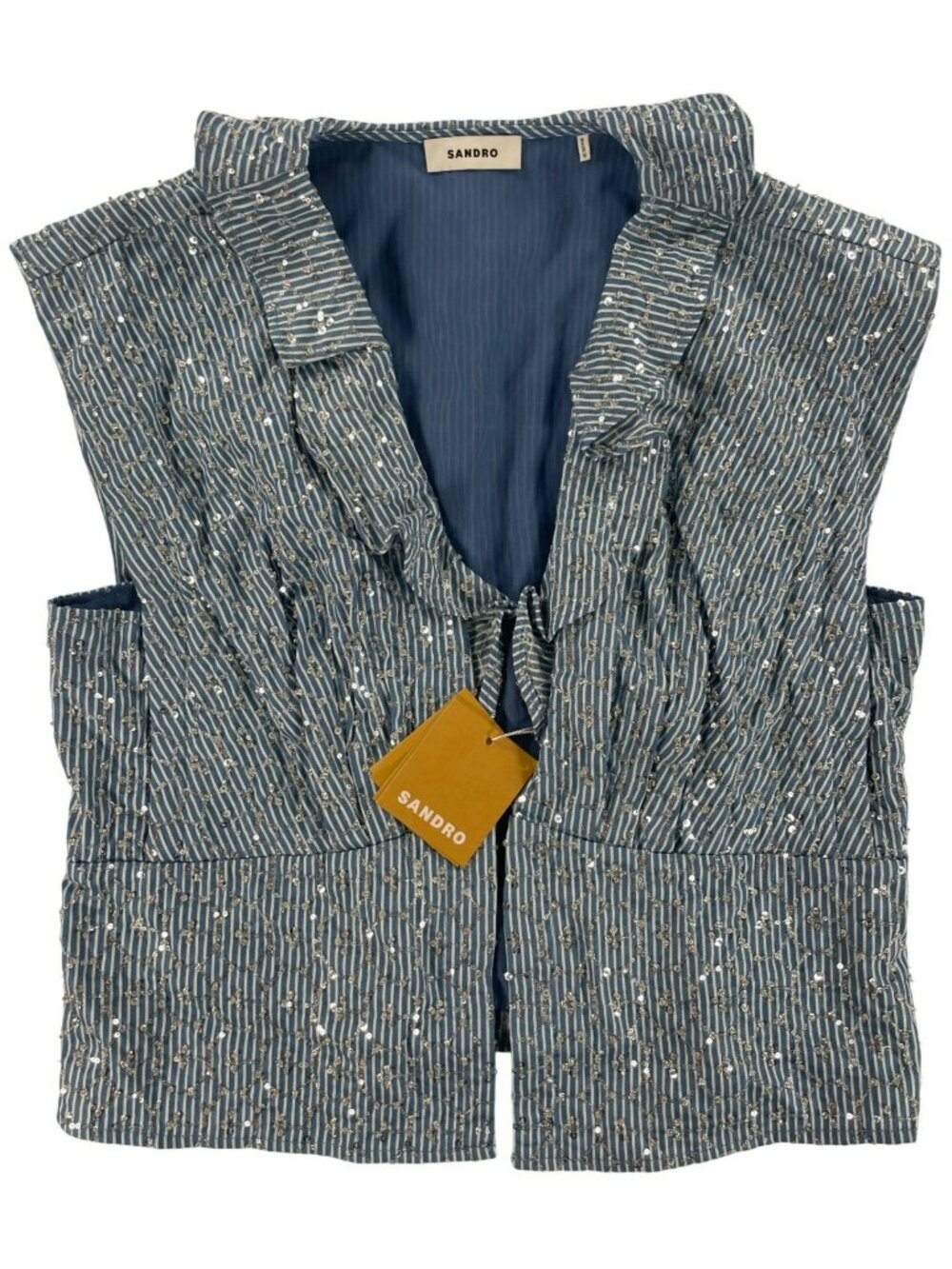 Sandro Sequin Top Embellished Luxury Vest Women's Size 4 MSRP $480 NEW